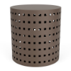 18" cylinder pattern cut-out commercial side table in Textured Espresso with rows of square cube-style cutouts