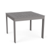 24" Skyline square aluminum commercial patio side table in Titanium Gray with repeating cube pattern cut-outs across the tabletop