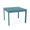 24" Skyline square aluminum commercial patio side table in Metallica Lagoon with decorative bubble pattern cut-out tabletop