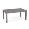 25" x 40" Skyline rectangular aluminum commercial patio coffee table in Titanium Gray with repeating cube pattern cut-outs across the tabletop