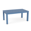 25" x 40" Skyline rectangular aluminum commercial patio coffee table in Steel Blue with decorative bubble pattern cut-outs across the tabletop