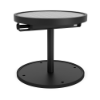 20" Solstice pedestal round commercial solar patio side table in Starlight Black with integrated solar panel, center pedestal, and circular base