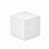 14" Cube fiberglass commercial side table in a glossy white finish with rounded corners and a smooth contemporary profile
