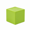 14" Cube fiberglass commercial side table in a bright lime green finish with rounded corners and a smooth square top