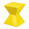 14" Diamond fiberglass commercial side table in a bright yellow finish with an hourglass-inspired geometric base and square top